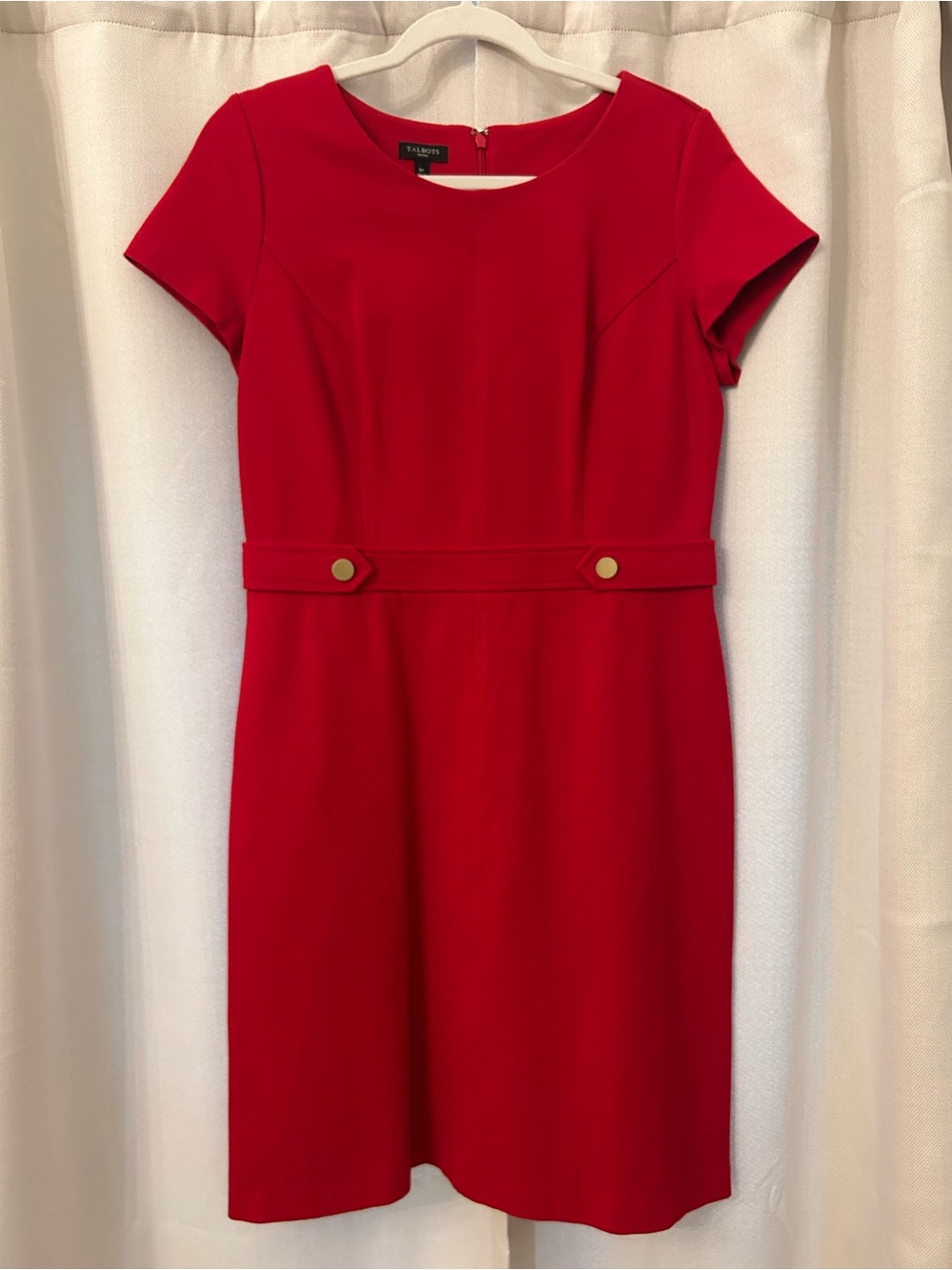 Talbots Red Short-Sleeve Sheath Dress